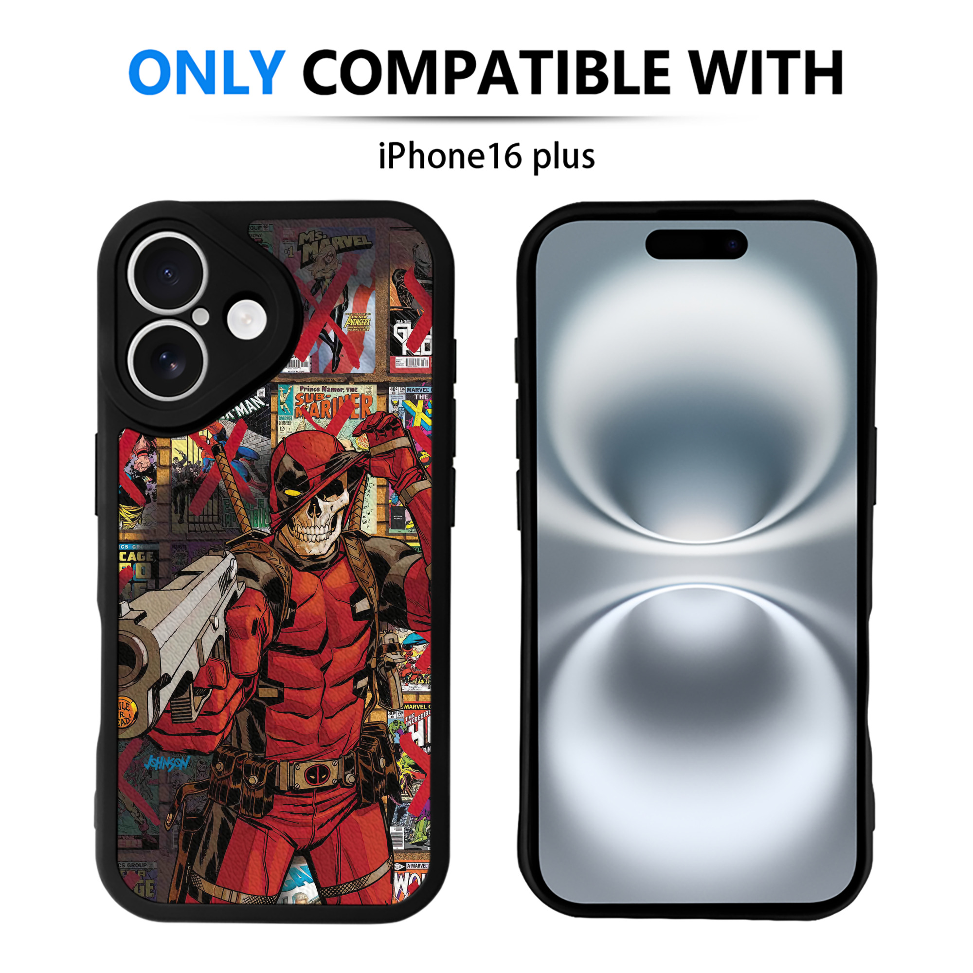（画像用） Deadpool デッドプール 【iPhone 16シリーズ対応】シリコンスマホケース（レザー調） 材質：シリコン